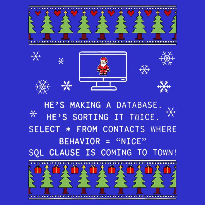 SQL Santa Claus Database Clause Developer Code DB Programmer  Kids T-Shirt
