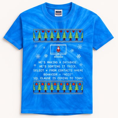 SQL Santa Claus Database Clause Developer Code DB Programmer  Kids Tie-Dye T-Shirt