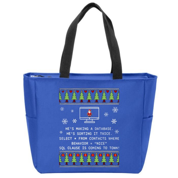 SQL Santa Claus Database Clause Developer Code DB Programmer  Zip Tote Bag