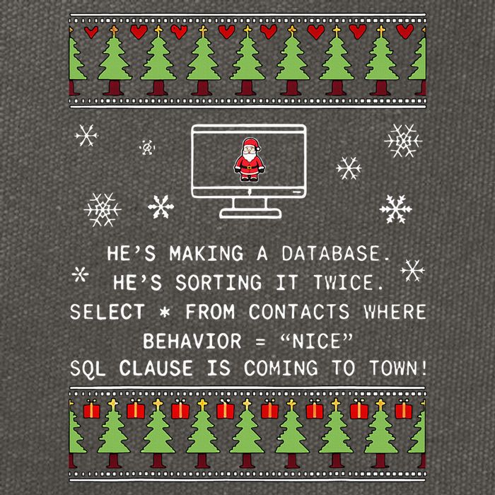 SQL Santa Claus Database Clause Developer Code DB Programmer  Cotton Canvas Backpack