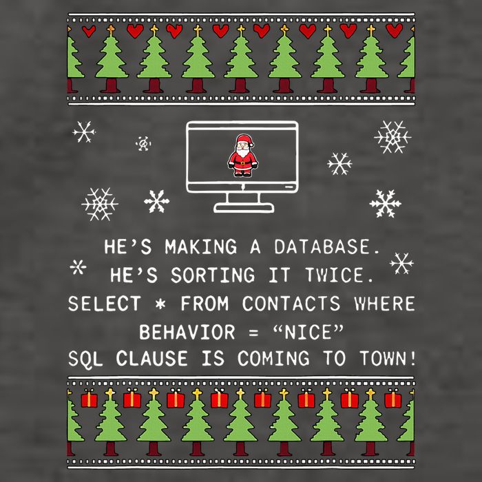 SQL Santa Claus Database Clause Developer Code DB Programmer  Vector Backpack