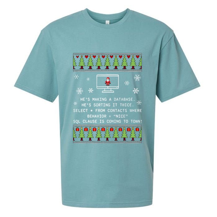 SQL Santa Claus Database Clause Developer Code DB Programmer  Sueded Cloud Jersey T-Shirt