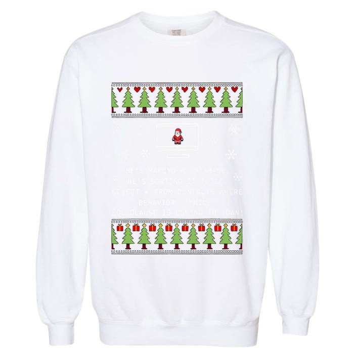 SQL Santa Claus Database Clause Developer Code DB Programmer  Garment-Dyed Sweatshirt