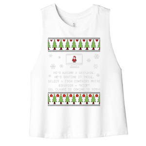 SQL Santa Claus Database Clause Developer Code DB Programmer  Women's Racerback Cropped Tank