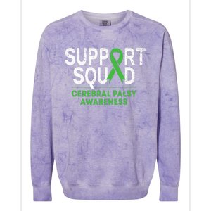 Support Squad Cerebral Palsy Awareness Month Cp Green Ribbon Colorblast Crewneck Sweatshirt