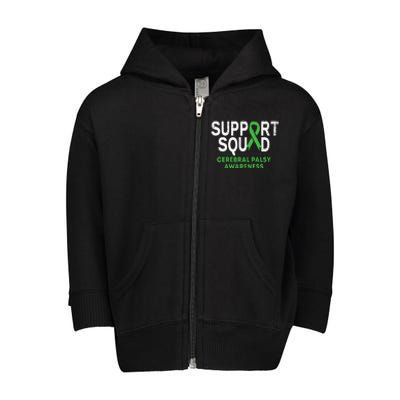 Support Squad Cerebral Palsy Awareness Month Cp Green Ribbon Toddler Zip Fleece Hoodie