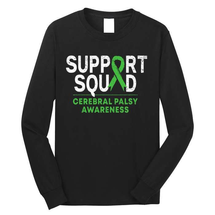 Support Squad Cerebral Palsy Awareness Month Cp Green Ribbon Long Sleeve Shirt