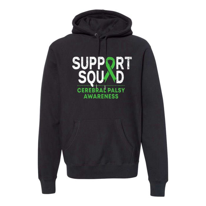 Support Squad Cerebral Palsy Awareness Month Cp Green Ribbon Premium Hoodie