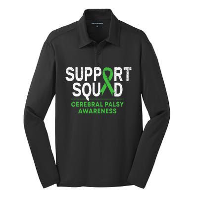 Support Squad Cerebral Palsy Awareness Month Cp Green Ribbon Silk Touch Performance Long Sleeve Polo