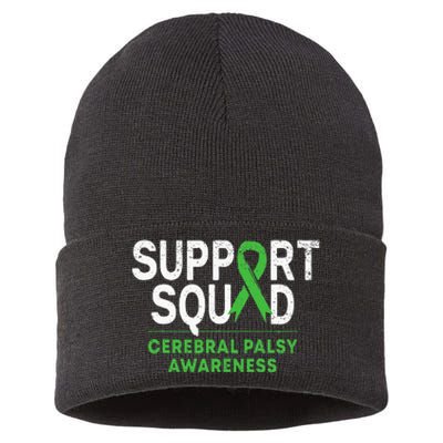 Support Squad Cerebral Palsy Awareness Month Cp Green Ribbon Sustainable Knit Beanie