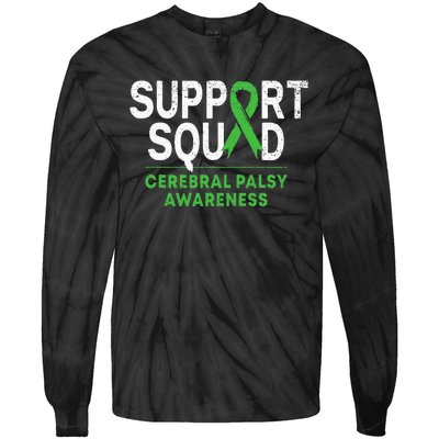 Support Squad Cerebral Palsy Awareness Month Cp Green Ribbon Tie-Dye Long Sleeve Shirt