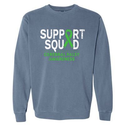 Support Squad Cerebral Palsy Awareness Month Cp Green Ribbon Garment-Dyed Sweatshirt