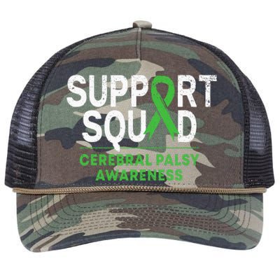 Support Squad Cerebral Palsy Awareness Month Cp Green Ribbon Retro Rope Trucker Hat Cap