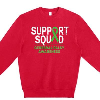 Support Squad Cerebral Palsy Awareness Month Cp Green Ribbon Premium Crewneck Sweatshirt