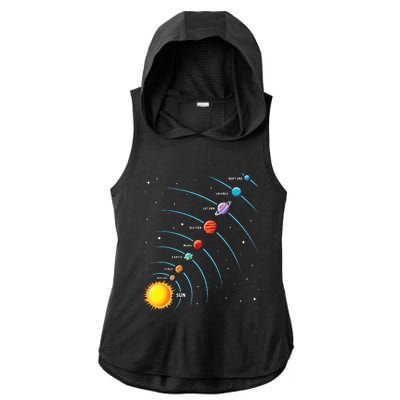 Solar System Colorful Space Planets Educational Ladies PosiCharge Tri-Blend Wicking Draft Hoodie Tank