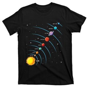 Solar System Colorful Space Planets Educational T-Shirt