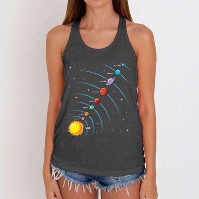 Solar System Colorful Space Planets Educational Women's Knotted Racerback Tank