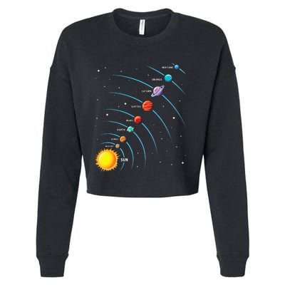 Solar System Colorful Space Planets Educational Cropped Pullover Crew