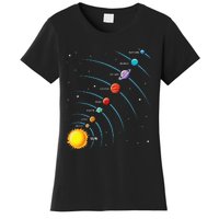 Solar System Colorful Space Planets Educational Women's T-Shirt