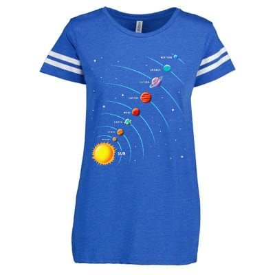 Solar System Colorful Space Planets Educational Enza Ladies Jersey Football T-Shirt