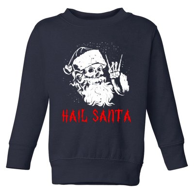 Sleigher Santa Claus Metal Christmas Rock On Hail Santa Toddler Sweatshirt