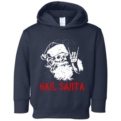 Sleigher Santa Claus Metal Christmas Rock On Hail Santa Toddler Hoodie