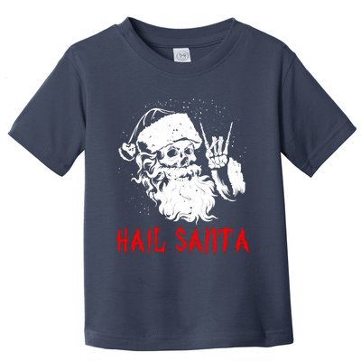 Sleigher Santa Claus Metal Christmas Rock On Hail Santa Toddler T-Shirt