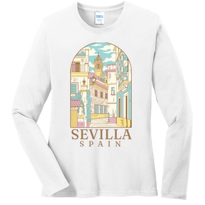 Sevilla Spain City Ladies Long Sleeve Shirt