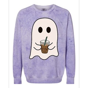 Spooky Season Cute Little Ghost Ice Coffee Halloween Costume Colorblast Crewneck Sweatshirt