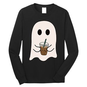 Spooky Season Cute Little Ghost Ice Coffee Halloween Costume Long Sleeve Shirt