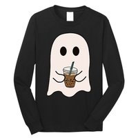 Spooky Season Cute Little Ghost Ice Coffee Halloween Costume Long Sleeve Shirt