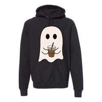 Spooky Season Cute Little Ghost Ice Coffee Halloween Costume Premium Hoodie