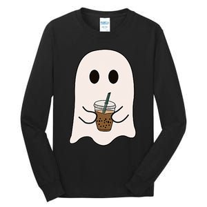 Spooky Season Cute Little Ghost Ice Coffee Halloween Costume Tall Long Sleeve T-Shirt