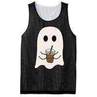 Spooky Season Cute Little Ghost Ice Coffee Halloween Costume Mesh Reversible Basketball Jersey Tank