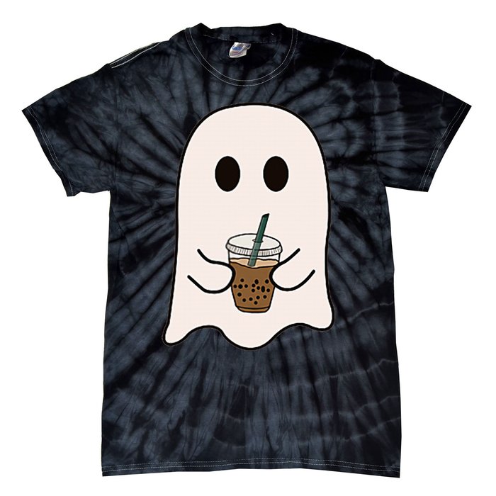 Spooky Season Cute Little Ghost Ice Coffee Halloween Costume Tie-Dye T-Shirt