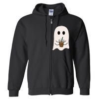 Spooky Season Cute Little Ghost Ice Coffee Halloween Costume Full Zip Hoodie