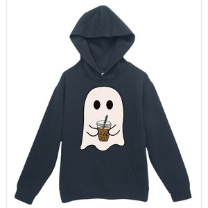 Spooky Season Cute Little Ghost Ice Coffee Halloween Costume Urban Pullover Hoodie