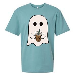 Spooky Season Cute Little Ghost Ice Coffee Halloween Costume Sueded Cloud Jersey T-Shirt