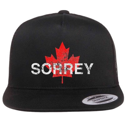 Sorrey Sorry Canadian Funny Apology With Red Maple Leaf Flat Bill Trucker Hat
