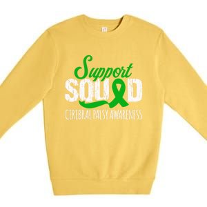 Support Squad Cerebral Palsy Awareness Green Ribbon Cute Gift Premium Crewneck Sweatshirt