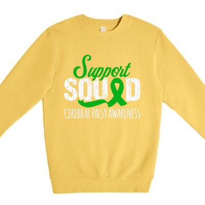 Support Squad Cerebral Palsy Awareness Green Ribbon Cute Gift Premium Crewneck Sweatshirt