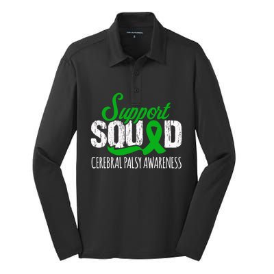 Support Squad Cerebral Palsy Awareness Green Ribbon Cute Gift Silk Touch Performance Long Sleeve Polo