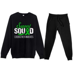 Support Squad Cerebral Palsy Awareness Green Ribbon Cute Gift Premium Crewneck Sweatsuit Set