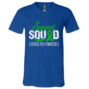 Support Squad Cerebral Palsy Awareness Green Ribbon Cute Gift V-Neck T-Shirt