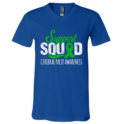 Support Squad Cerebral Palsy Awareness Green Ribbon Cute Gift V-Neck T-Shirt