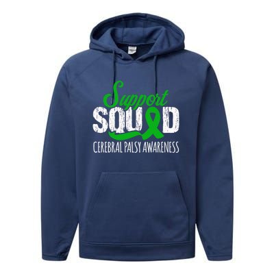 Support Squad Cerebral Palsy Awareness Green Ribbon Cute Gift Performance Fleece Hoodie