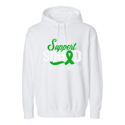 Support Squad Cerebral Palsy Awareness Green Ribbon Cute Gift Garment-Dyed Fleece Hoodie