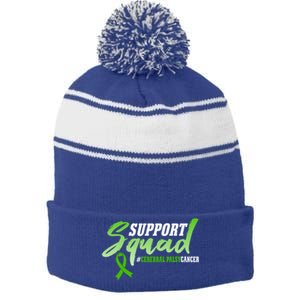 Support Squad Cerebral Palsy Cancer Survivors Ribbon Gift Stripe Pom Pom Beanie