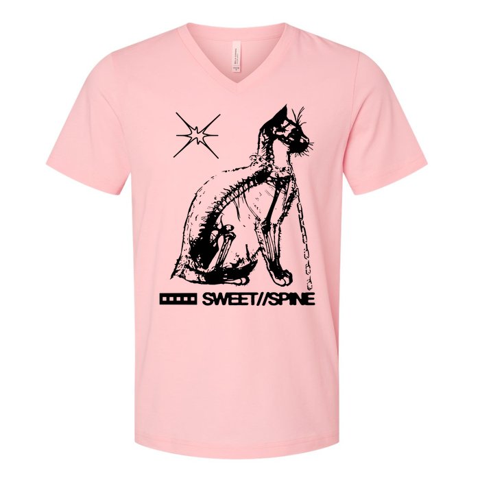 Sweet Spine Cat V-Neck T-Shirt