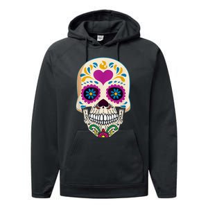 Sugar Skull Calavera Day Of The Dead Dia De Los Muertos Performance Fleece Hoodie